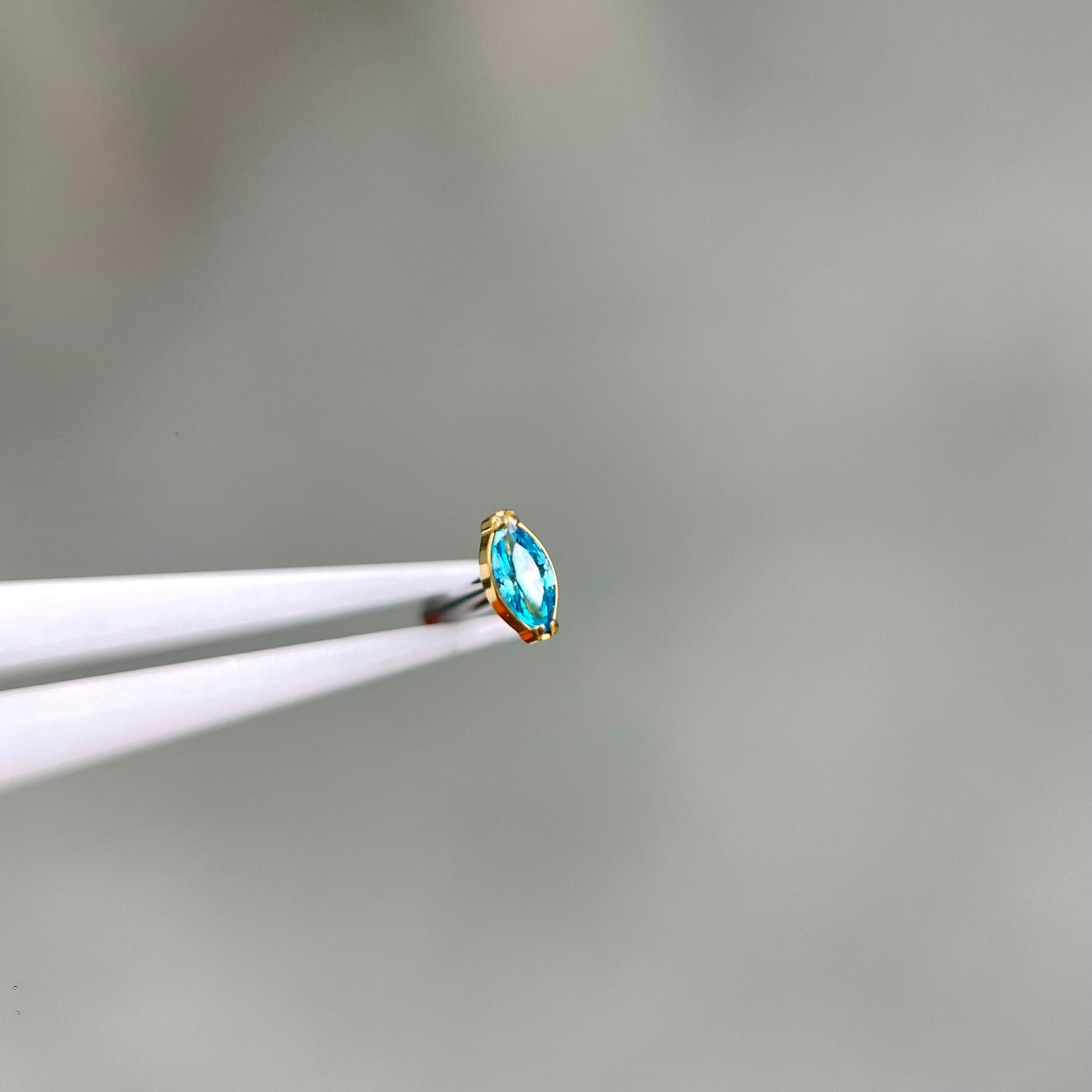 Blue Marquise Zirconia Titanium Piercing Earrings – Elegant Cartilage Studs, Kawaii Jewelry for Fashion Lovers