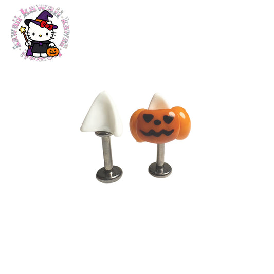 Kitty Ear Pumpkin Style Titanium Helix Stud | Cute Cartilage Piercing Pair