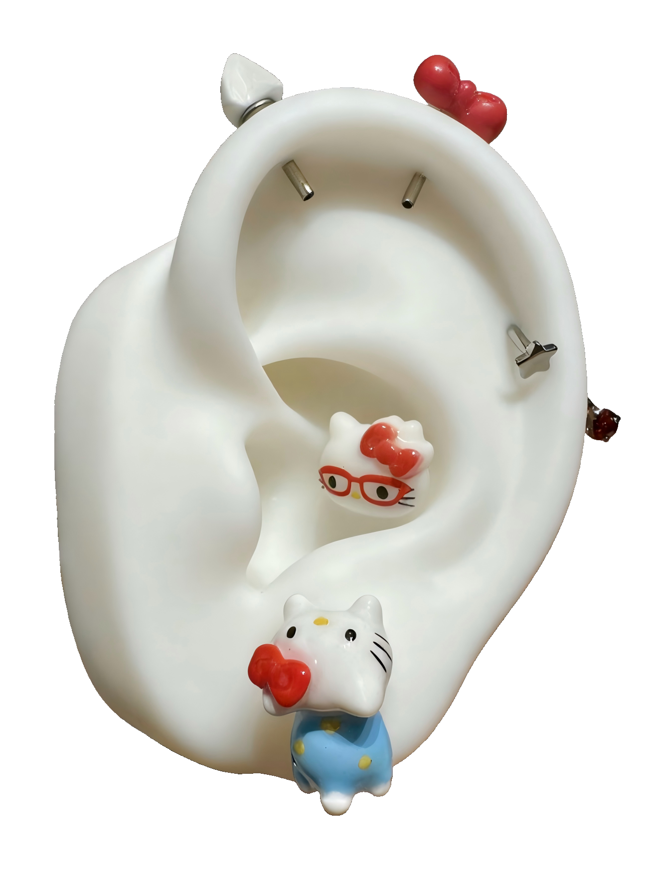 Titanium Cute Cat Kitty Girl Stud for Helix Earring Piercing Lobe