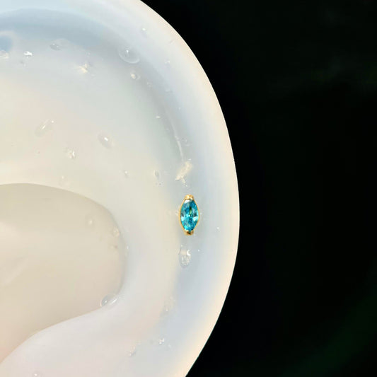 Blue Marquise Zirconia Titanium Piercing Earrings – Elegant Cartilage Studs, Kawaii Jewelry for Fashion Lovers