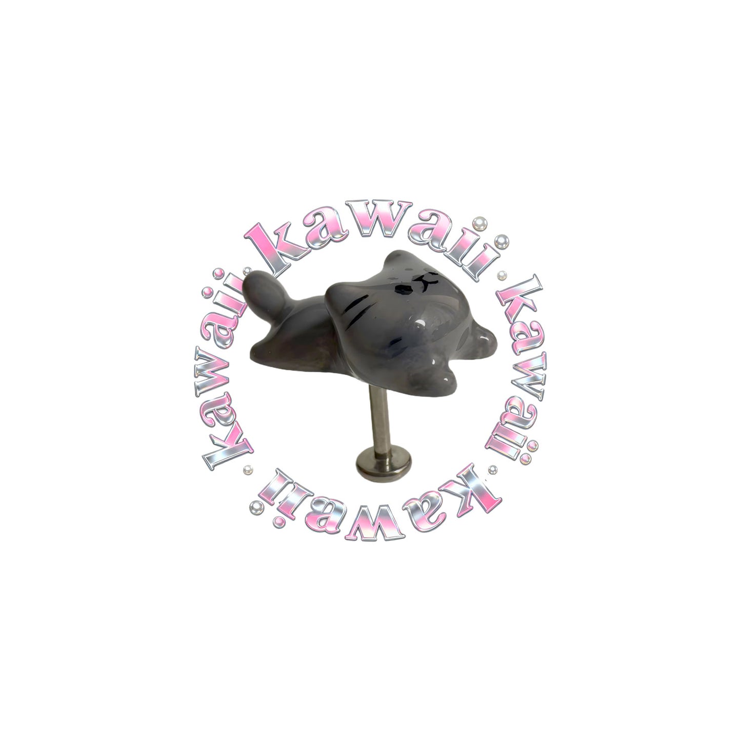 Kawaii Cat Titanium Piercing Stud | Cute Kitty Tragus Earring Hypoallergenic
