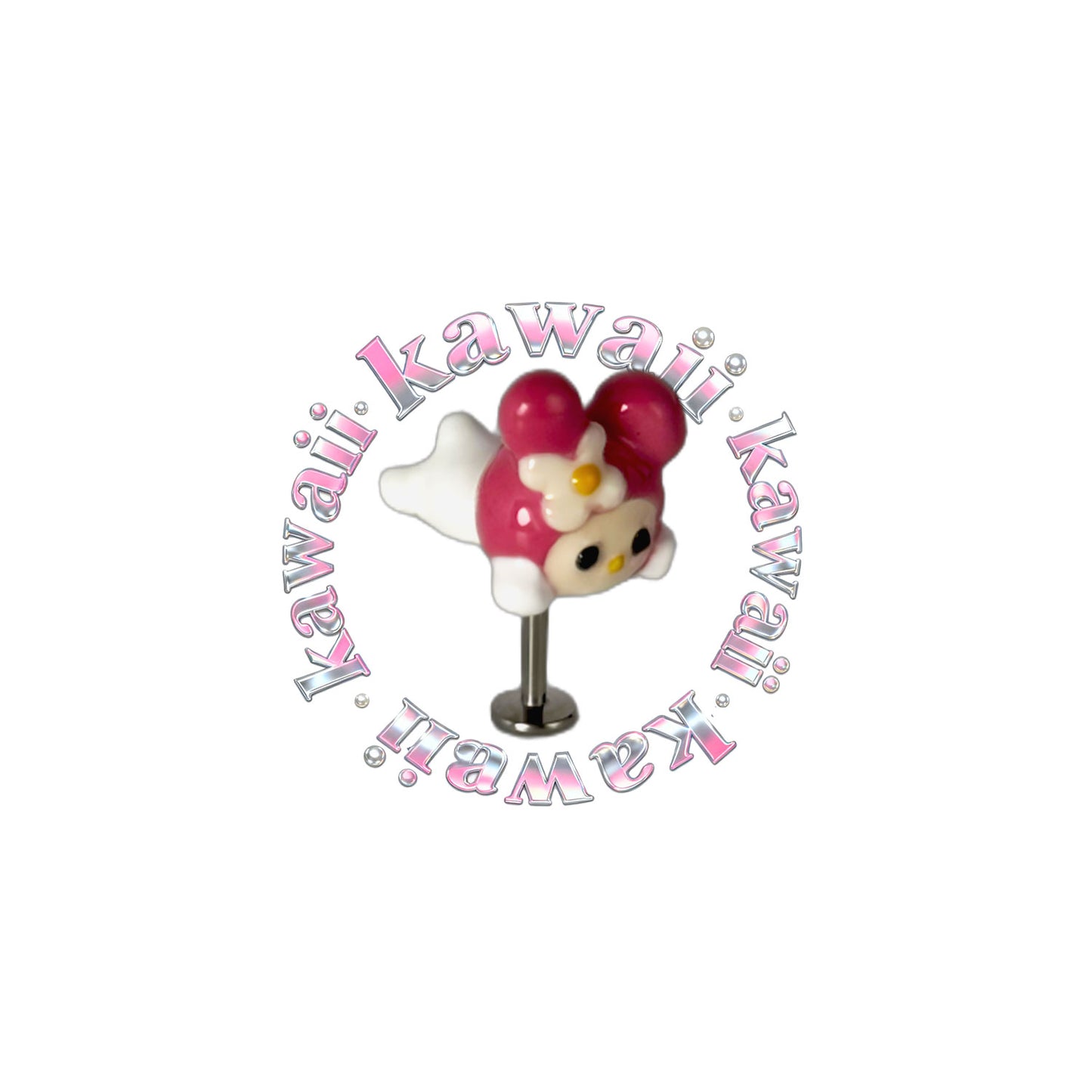 Pink Melody Bunny Titanium Helix Stud | Cute Cartilage Piercing