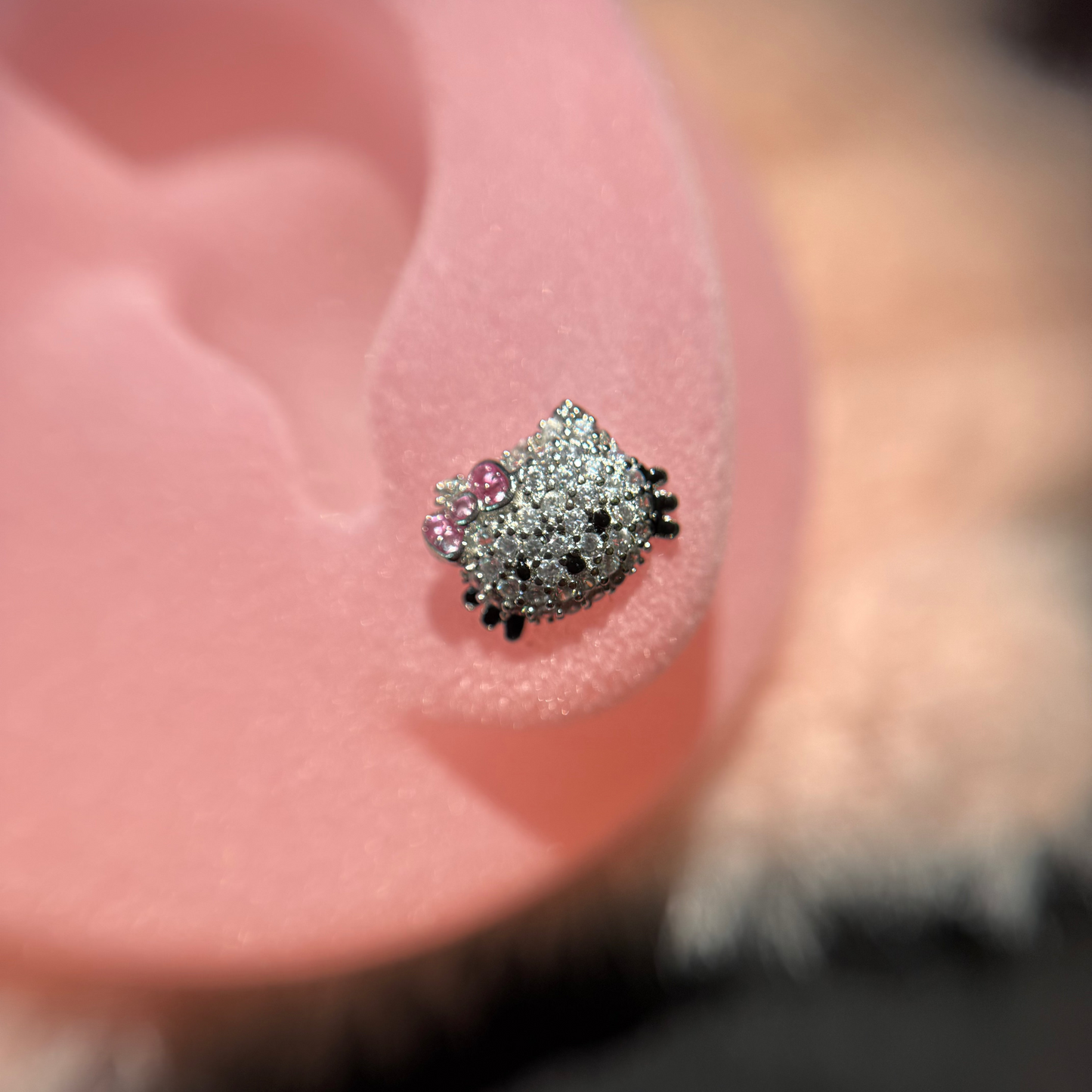 Kitty Style Crystal Stud Earring | 316L Stainless Steel Piercing Jewelry