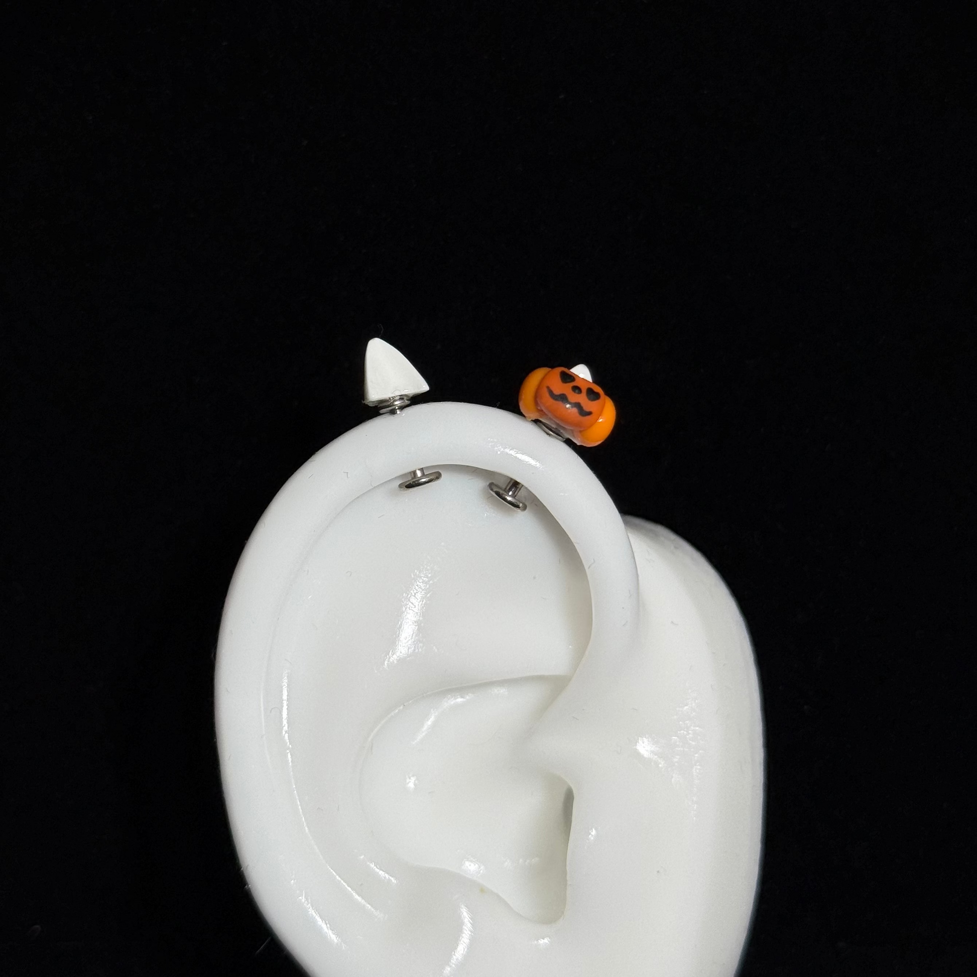 pumpkin kitty ear style helix piercing