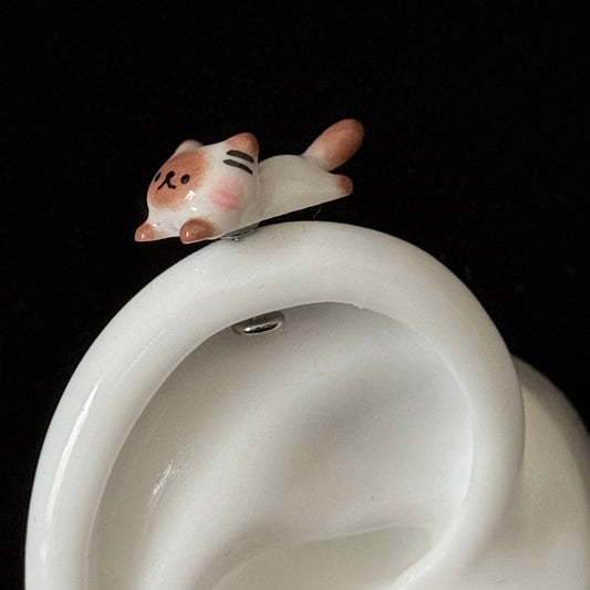 Kawaii Siamese Cat Titanium Piercing Stud