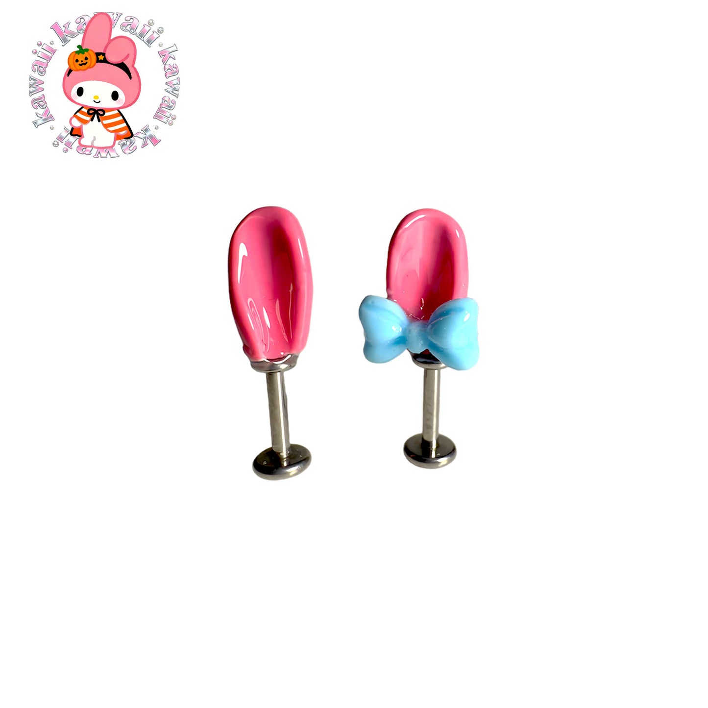 Pink Melody Ear Titanium Helix Stud | Cute Cartilage Piercing Labret