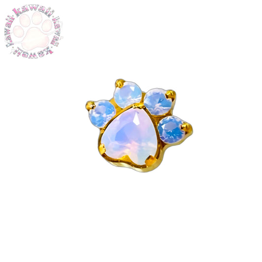 Opal Paw Print Zircon Piercing Earring – Kawaii Cartilage Stud, Cute Fashion Jewelry